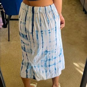 Vintage MIDI Skirt in Blue Tie-Dye